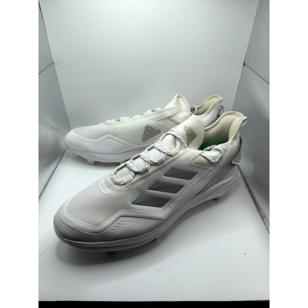 Adidas Icon 7 Boost S23847 Mens 15 White Silver Lace Up Metal Baseball Cleats